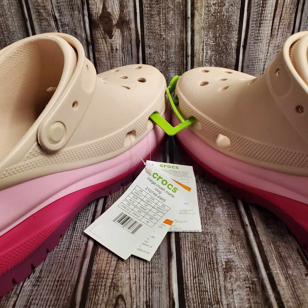 Crocs Mega Crush Matte Platform Clogs 210749-209 Womens 11 Mens 9 Beige Pink - Picture 7 of 12